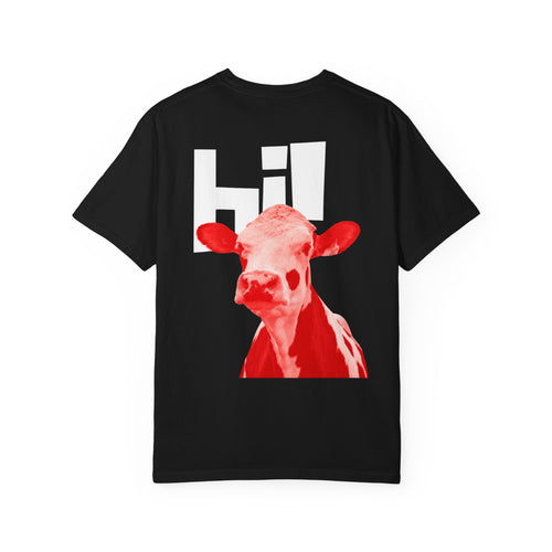 Hi Cow Graphic T-Shirt — Retro Pop Art Cow Pocket Tee