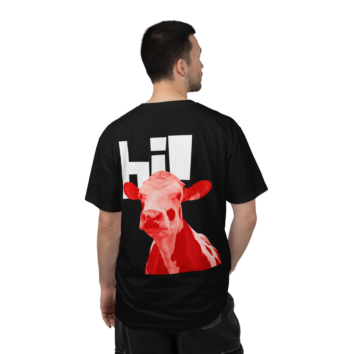 Hi Cow Graphic T-Shirt — Retro Pop Art Cow Pocket Tee